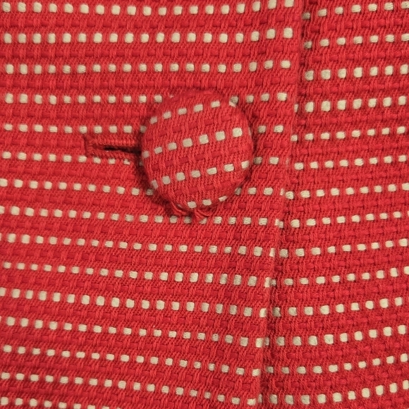 Lane Bryant Red Dotted Blazer Pockets Peacoat Whimsical Retro Look Preppy - Picture 5 of 8